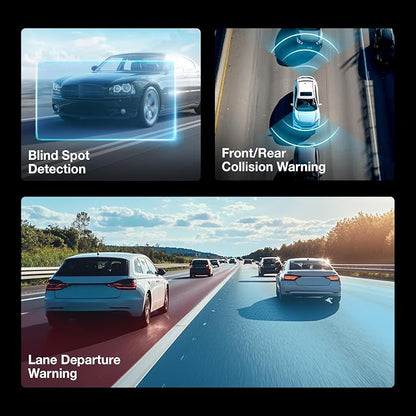 Type S T200 AI Driver Assistance Dash Cam Powered by ADAS, 1440p, Collision Alerts, Lane and Pedestrian Detection, Vehicle Departure Reminders, Front Rear 2 Channel Smart 24/7 Video Surveillance