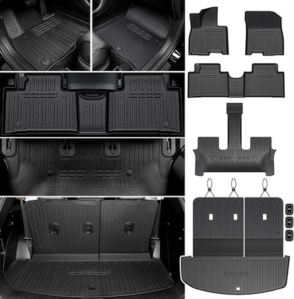 Floor Mats Set for 2026 Hyundai Palisade Hybrid 7/8 Seats (Not Fit Gas), All Weather TPE Backrest Mat Cargo Mat Floor Liner Accessories, Waterproof and Durable Car Mats