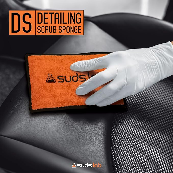 Suds Lab DS Microfiber Detailing Scrub Pad 3 Pack - Car Interior Cleaning & Detailing Microfiber Scrub Pads - Set of 3 - Safe On Leather, Vinyl, Plastic, Etc.