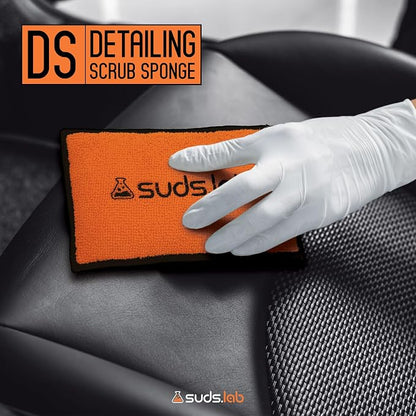 Suds Lab DS Microfiber Detailing Scrub Pad 3 Pack - Car Interior Cleaning & Detailing Microfiber Scrub Pads - Set of 3 - Safe On Leather, Vinyl, Plastic, Etc.