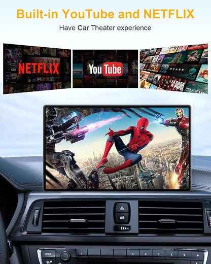 Wireless CarPlay Adapter, 2025 Upgraded 5-in-1 Apple CarPlay Wireless and Android Auto Adapter Support Netflix/YouTube/TF Card, Magic Car Play Ai Box for Cars from 2016 & iPhone iOS10+ Android