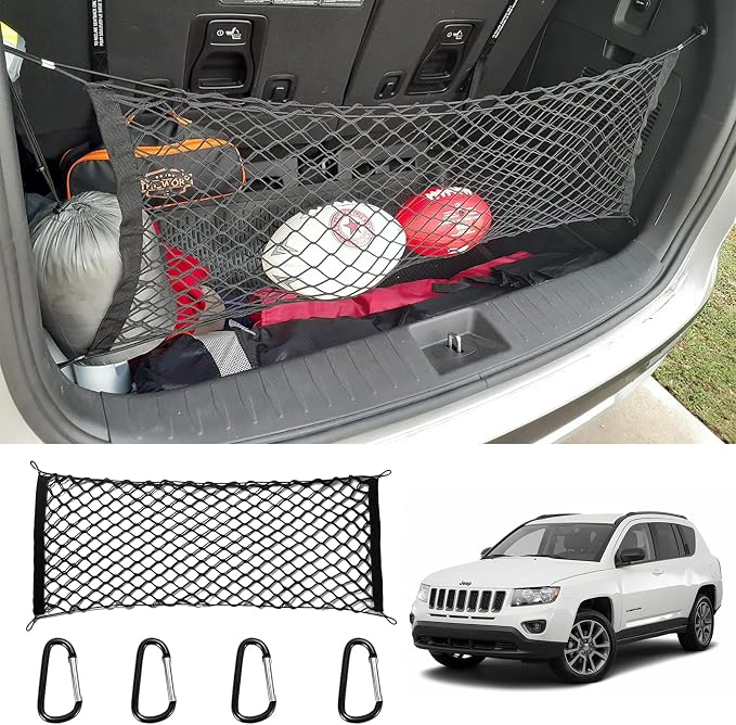 for Jeep Grand Cherokee Envelope Style Truck Bed Cargo Net - Fits 2013-2024 2025 2026 Grand Cherokee Accessories Cargo Net for Pickup Truck Bed - Heavy Duty Carabiners