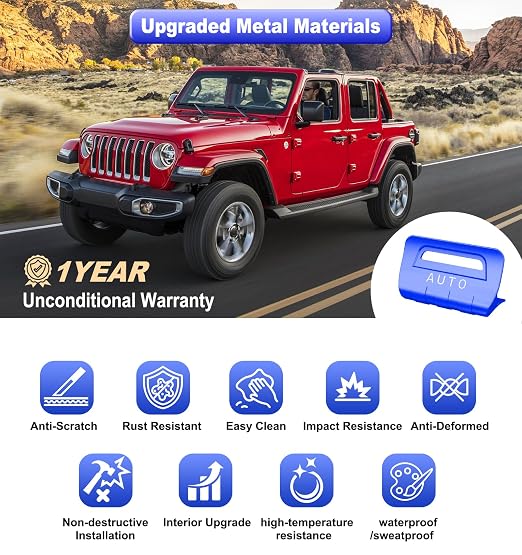for Jeep 4 PCS Upgrade Metal Window Switch Button Cover Compatible with Jeep Wrangler JL JLU 2026 2025 2024 2023 2022 2021 2020 2019 2018 & Gladiator JT 2020-2026 Interior Accessories (Blue)