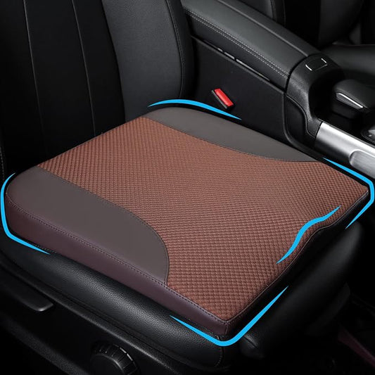 Allaboutsla Car Seat Cushion, Car Seat Cushions for Driving with Comfort Memory Foam - Sciatica & Back Pain Relief, Suitable for Car, Truck, Office Chair (Brown)