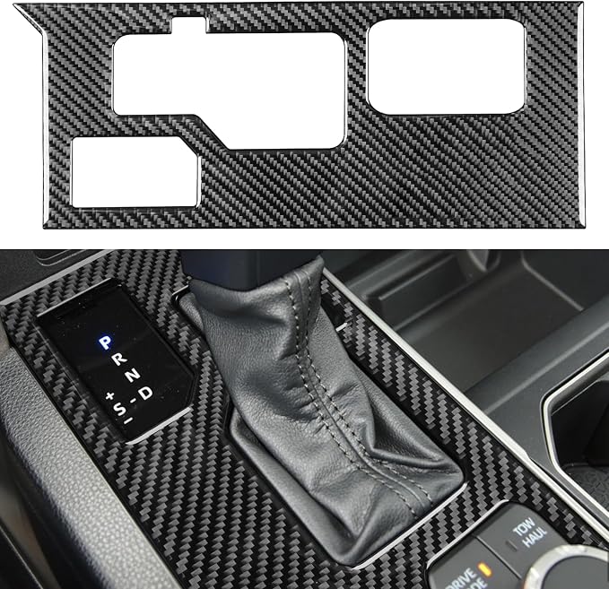 NVCNX Real Premium Carbon Fiber for Toyota Tundra 2022-2026 / Sequoia 2023-2026 2024 2025 Car Center Console Gear Shift Panel Cover Interior Trim Accessories Overlay Sticker 1PC for Rear Wheel Drive