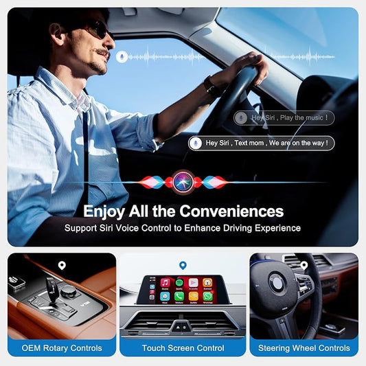 AI Box CarPlay, 3-in-1 Wireless CarPlay Adapter & Android Auto for OEM Wired Cars, Built-in Netflix/YouTube for Streaming, 5.8GHz WiFi, Convert Wired to Wireless, Plug & Play （4GB RAM+32GB ROM）