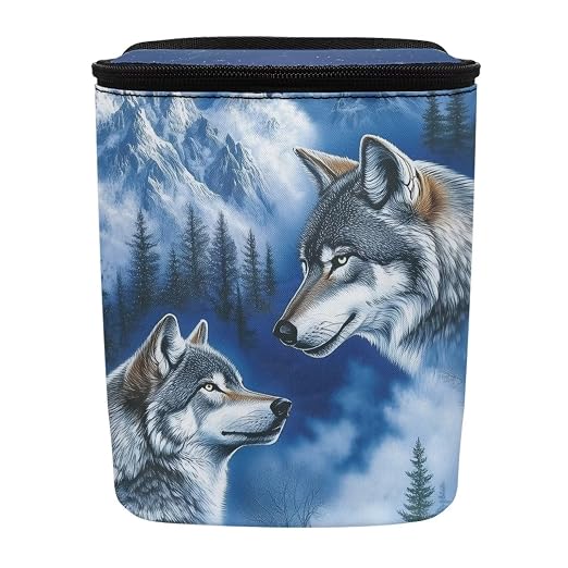 Talayituse Wolf Mountain Print Car Trash Can with Lid, Leak Proof Auto Trash Bag Hanging Vehicle Garbage Can Multipurpose Storage Container for Back Seat Road Trip