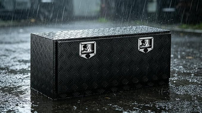 30“L x 17" W x 18" H Aluminum Underbody Truck Toolbox with Lock | Waterproof Square Truck Storage Organizer Chest for Pick Up Truck Bed, RV Trailer, Van, Black Tool Box