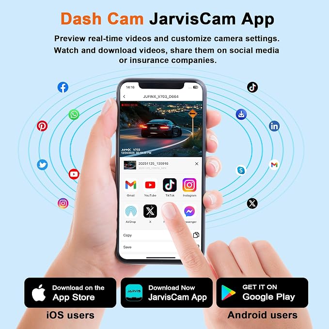 4K Dash Cam Front and Rear,with “Apple Find My” Function, 5.8GHz WiFi Dash Camera for Cars,WDR Night Vision Technology, 170° Wide-Angle Shooting and 24-Hour Parking Monitoring Mode.(V703)