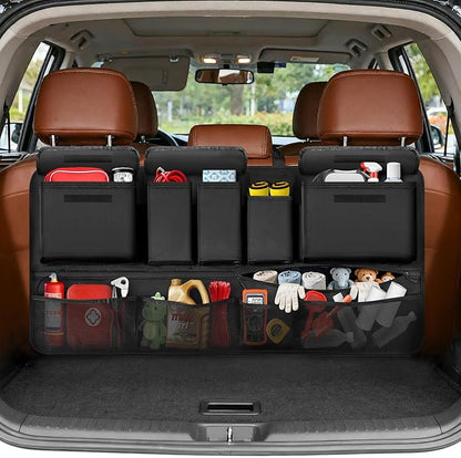 Trunk Organizer for SUV, 35.5" x 18.2" Large Capacity Car Organizers and Storage, Backseat Hanging Storage Bag with 10 Pockets, Adjustable & Waterproof Car Interior Accessories for SUV Truck MPV