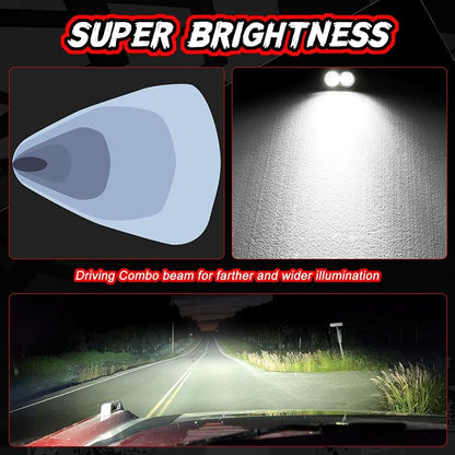 2Pcs LED Pod Light 3 Inch Off Road Driving Reverse Light Bar Mini LED Pods Cube Ditch Lights Bumper Backup Work Auxiliary Lights for Truck Offroad ATV UTV SUV Motorcycle Boat