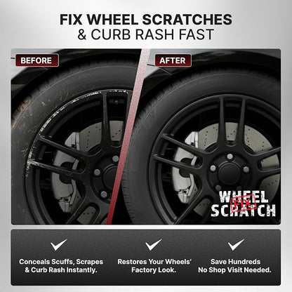 Wheel Scratch Fix® Black Touch Up Paint for Cars - DIY Alloy Wheel Paint Repair, Curb Rash Remover with Fast-Drying Pen - Long-Lasting OEM Finish Car Rim Paint for Scuffs and Chips at Home, 2-Pack (BLACK PACK (MATTE & GLOSS))