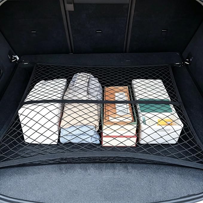 Cargo Net Suitable for Daily Light Loads of SUV Trucks,Mesh Organizer 4'x4' Stretches to 7'x7',Highly Elastic Truck Bed Net for Pickup Truck Bed
