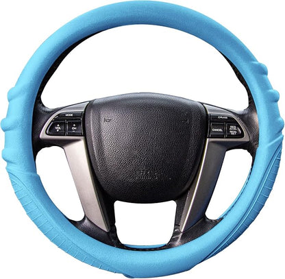 FH Group Universal Fit Silicone with Grip and Pattern Massaging Grip Steering Wheel Cover fits most Cars, SUVs, Trucks, and Vans Light Blue