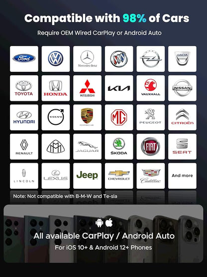 4-in-1 Wireless CarPlay Adapter for Streaming Netflix/YouTube/TikTok/TF Card, 2026 Magic Video AI Box & Android Auto Dongle [Dual Band WiFi, Autolink Pro] Plug & Play, Fits for OEM Wired Car Play Car
