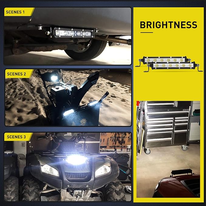 Nilight 2PCS 7 Inch 18W Ultra-Slim Single Row LED Flood Light Bar Fog Light Dricing Light Work Light for Offroad 4x4 Jeeps Trucks ATV UTV SUV Tacoma Subaru