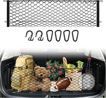 Karltys Cargo Net for Subaru Forester 2019-2024 Trunk Net | Envelope Style Elastic Mesh Net | Heavy Duty Metal Hooks | Subaru Forester Accessories