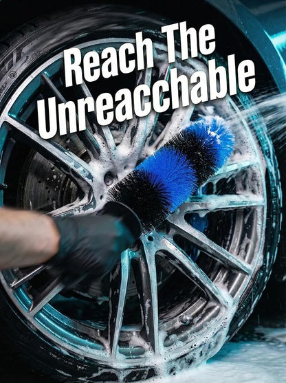 TAKAVU Master Wheel & Tire Brush, Easy Reach Wheel and Rim Detailing Brush Long Soft Bristle, Car Tire Brush, Wheel Scrub Brush, Multipurpose use for Wheels Rims Exhaust Tips Motorcycles (Blue)