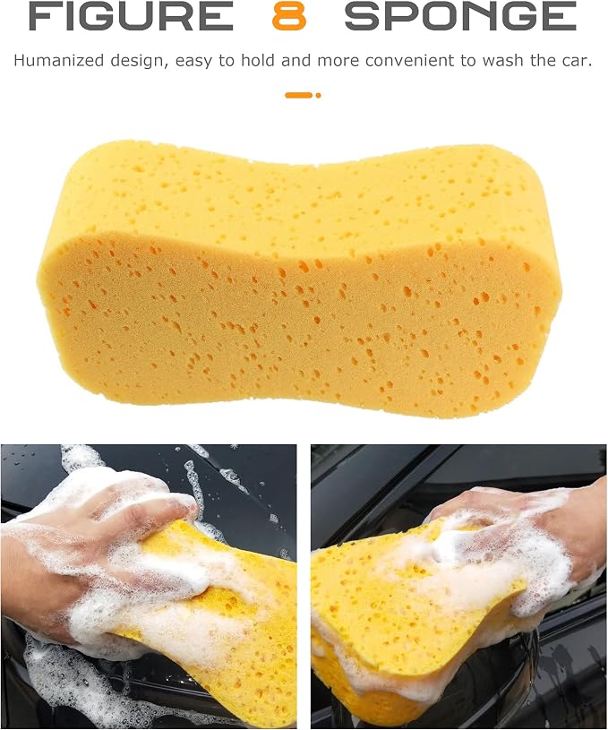 SCUARI 3PCS Car Wash Sponge,9.1 x 4.3 x 1.6 Inch Car Sponges for Washing,Car Accessories Large Sponges for Cleaning,Automotive Cleaning Supplies,Suitable for Most Cars,Boats,RVs,Motorbikes