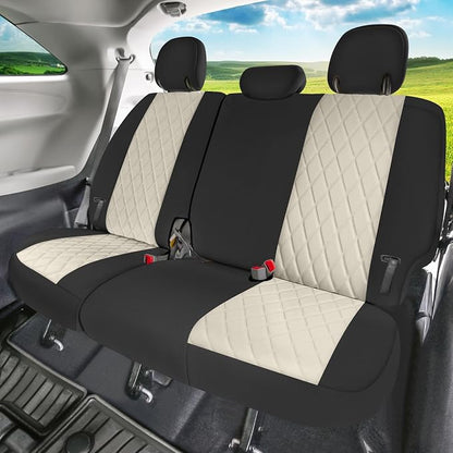 FH Group Custom Fit Car Seat Covers Specifically Made for Toyota Sienna 2011-2020, Car Seat Cover Full Set, 8 Seater Automotive Seat Covers in Beige Neoprene, Waterproof and Washable Seat Covers