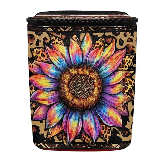 BIGCARJOB Leopard Sunflower Print Car Trash Can Bin for Car Back Seat Leak Proof, Car Trash Bag Hanging,Vehicle Trash Can for SUV Truck Van,Automotive Car Garbage Cans for Front Seat