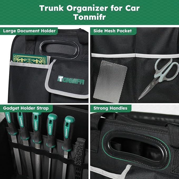 112L Large Capacity Car Trunk Organizer with 20L Insulated Fresh-Keeping Bag, Heavy-Duty 600D Waterproof Oxford Collapsible Storage for SUV, Sedan, Truck, 2 Securing Hooks & Reflective Strips