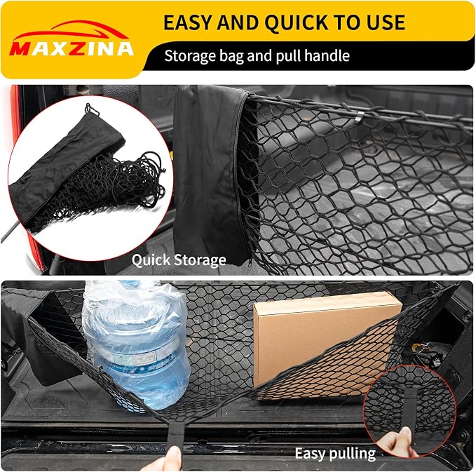 Cargo Net Compatible with 2022-2026 Ford Maverick Truck Bed Cargo Net with Storage Bag 3.28'×1.15' Double Layer Envelope Style Dense Mesh Trunk Organizer for 2025 Maverick Exterior Accessories