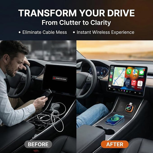 2026 Wireless CarPlay Adapter, Upgraded Wired to Wireless, Supports CarPlay & Android Auto, Plug and Play, Fast Auto Reconnect, Stable Contrl, Zero Lag, Heat Dissipation, Noiseless Car Use