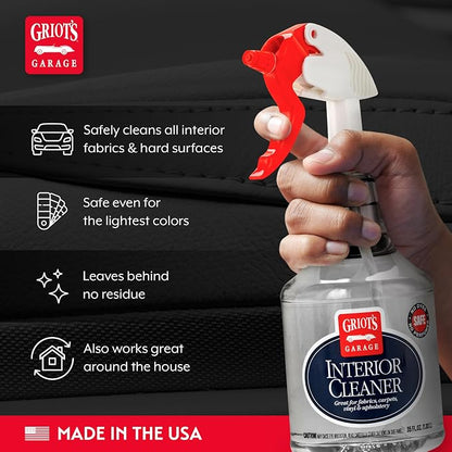 Griot's Garage Interior Cleaner Spray for Car Seats, Carpet, Upholstery Fabric, Floor Mat, Vinyl, Dashboard, Ideal for Truck, SUV, RV, Boat, and More, 11104, 35 Fl Oz