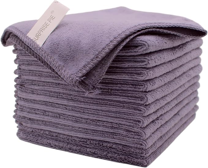 Microfiber Dish Cloth Kitchen Cleaning Rags Car Wash Drying Towel Rags High Absorbent Lint Free Streak Free 12" x 12" 12 Pack (Grey)