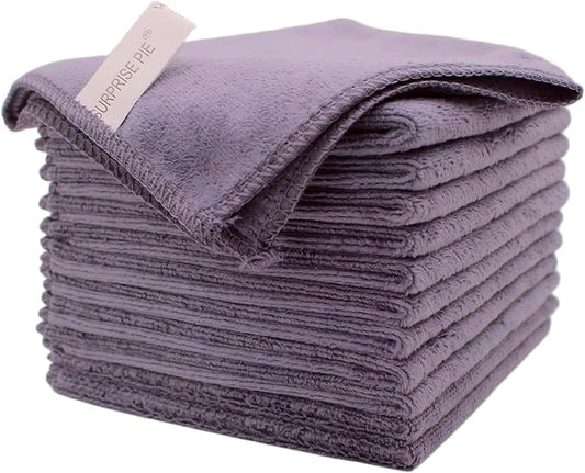Microfiber Dish Cloth Kitchen Cleaning Rags Car Wash Drying Towel Rags High Absorbent Lint Free Streak Free 12" x 12" 12 Pack (Grey)