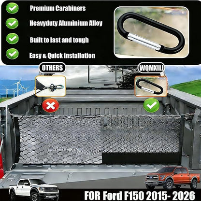 Envelope Style Truck Bed Cargo Net Compatible with Ford F150 2015-2024 2025 2026,Highly Elastic Truck Cargo Net for F150 Accessories