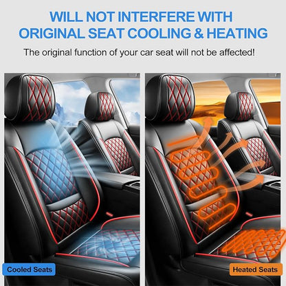 Car Seat Covers Compatible with Hyundai Santa Cruz 2022-2025 2026- Full Set 5 Seats Luxury Leather All-Weather Seat Cushions & Protectors, Waterproof & Breathable, Airbag Compatible (Redline)