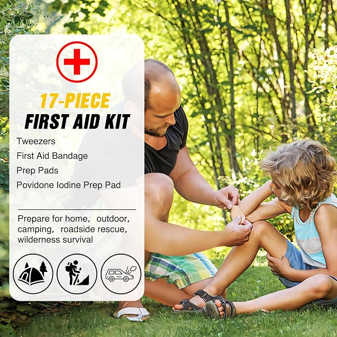 Nilight Car Emergency Kit with Jumper Cable, First Aid Kit Safety Assistance Tools for Travel Camping Outdoor Cars Truck SUV RV, Roadside Essentials with Flash Light