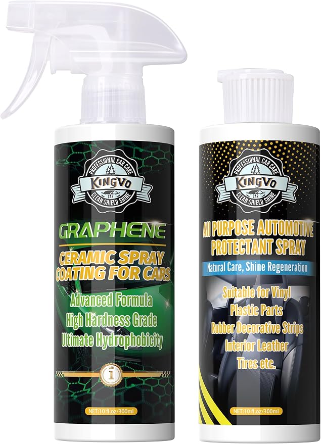 Kingvo Ceramic Spray Coating for Cars, Car Leather Conditioner Automotive Clear Coat Detail Spray Polishing Kit Leather Care Products