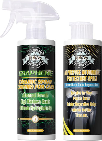 Kingvo Ceramic Spray Coating for Cars, Car Leather Conditioner Automotive Clear Coat Detail Spray Polishing Kit Leather Care Products