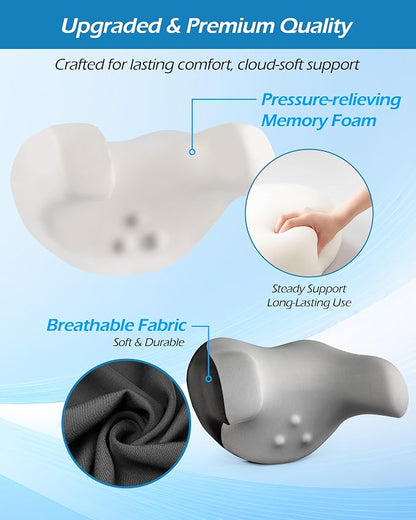 Lofty Aim Car Neck Pillow: 2 Pack Ergonomic Memory Foam Headrest Pillow for Driving, Adjustable Neck Support Cushion for Pain Relief, Head Rest Pillows for Car Seat, Truck - Gray & Black