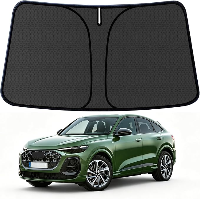 Q5 Customized Windshield Sun Shade for 2018-2025 2026 Q5 Premium/Premium Plus/Prestige Front Window Sunshade Visor Protector Foldable Blocks UV Rays Keep Car Cooler Accessories
