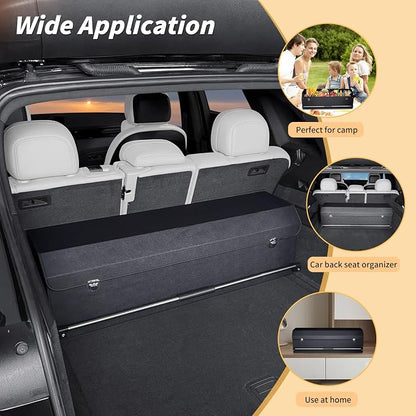 Trunk Organizer for SUV, Collapsible Leather Trunk Organizer for Car with Lid Car Storage for Sedans, Truck, Van, Jeep (Black, 37 x 11.4 x 12.2in)