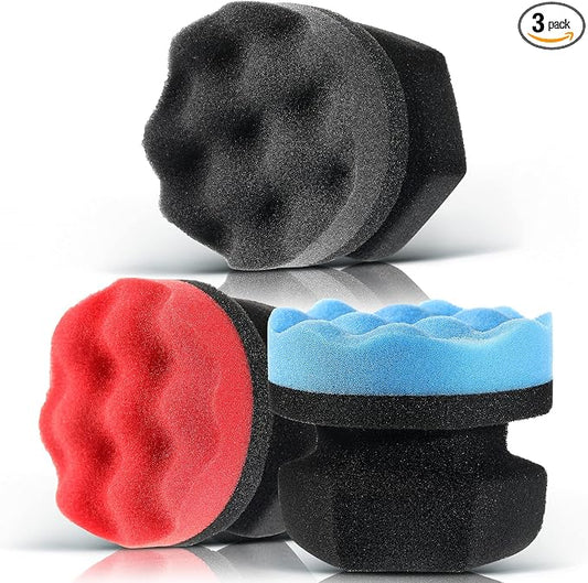 3 Pieces Tire Shine Applicator Pads - Dressing Sponge Foam Gel Wet Car Detailing Reusable Cleaning Supplies (Black, Red, Blue, 3.15 Inch)