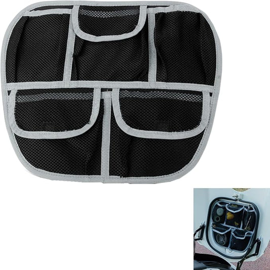 5 Mesh Pockets Front Trunk Lid Organizer Frunk Tool Storage Bag for Can Am Spyder F3 F3-L F3-S F3-T 2015-2025 Accessories (Black w/Gray Piping)