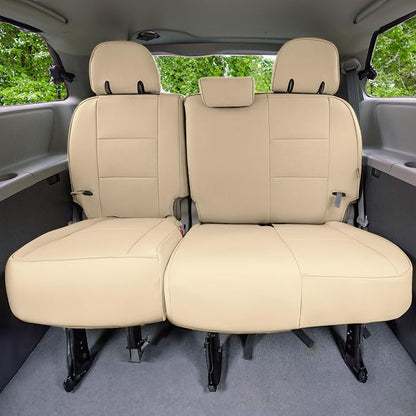 FH Group Custom Fit Car Seat Covers Specifically Made for 2011-2020 Toyota Sienna 7 Passenger, Car Seat Cover 3rd Row, Automotive Seat Covers in Solid Beige Faux Leather, Waterproof and Washable