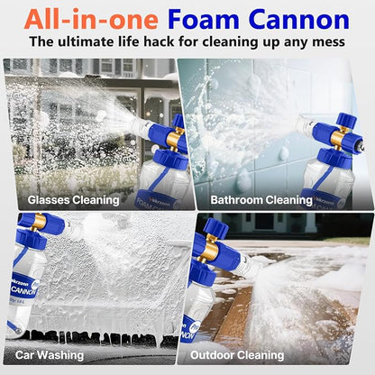 Foam Cannon for Pressure Washer, Professional Car Cannon Lance, 1L Wide Mouth Bottle, 1/4 Inch Quick Connector, 4000 PSI, 360 Rotatable Nozzle, Adjustable Thick Snow Foam, 1.2mm Orifice