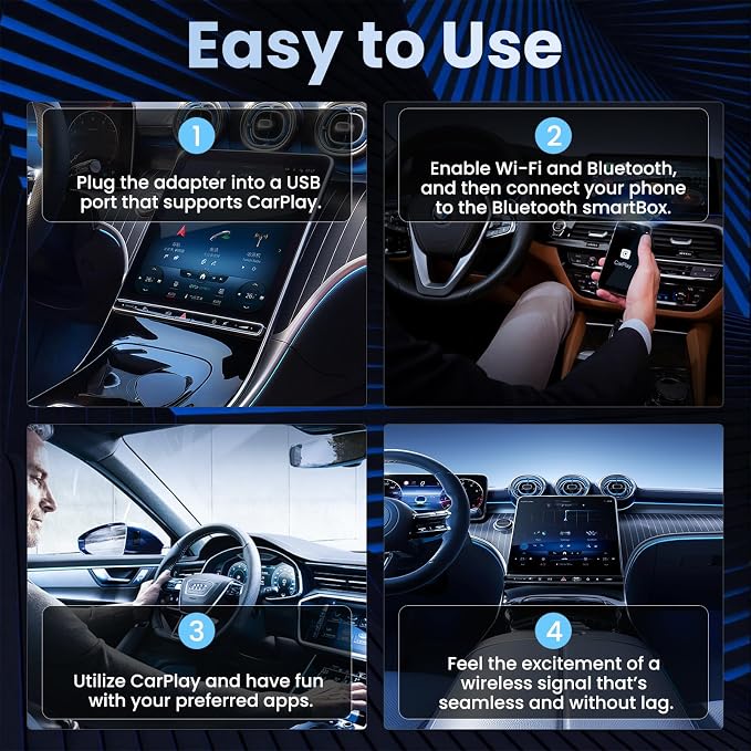 Wireless Carplay Mirror Link Adapter for Apple 3 in 1 Bluetooth Mirroring iOS Phone to Car Screen Adapter 2026 Wired to Wireless Portable USB Car Play Screen Connector for iPhone to Watch Movies