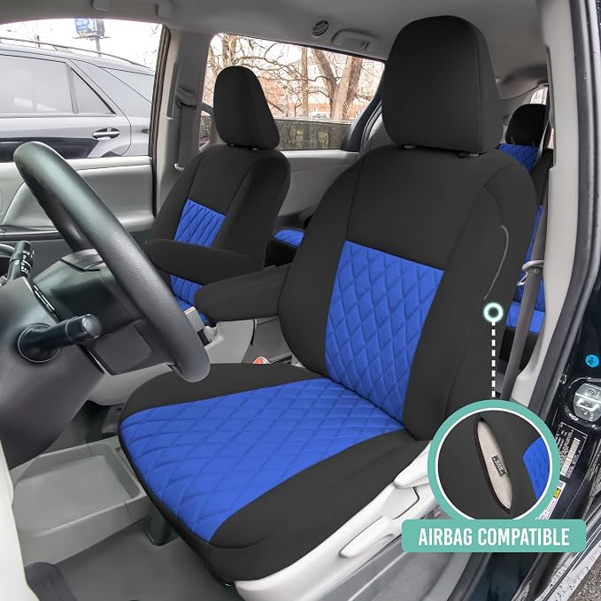 FH Group Custom Fit Car Seat Covers Specifically Made for 2011-2020 Toyota Sienna 7 Seater with Ultraflex Neoprene Water Resistant Automotive Seat Covers - Full Set Blue