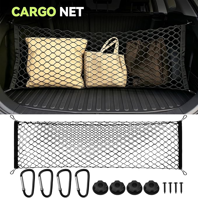 Tongama-Floor Mats for 2024-2026 Hyundai Santa Fe 6/7 Seats, All Weather TPE Trunk Mat with Backrest Mat & 2nd Row Backrest Mats & Cargo Net & Door Sill Guards for Santa Fe Floor Liner Accessories