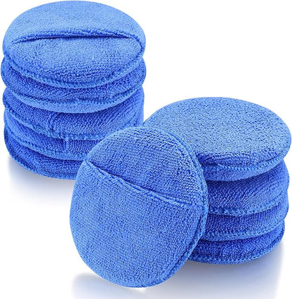 wugongshan 10 Pcs Microfiber Wax Applicator Pads, Ultra-Soft Microfiber Wax Foam Applicators Pads, Car Auto Care Buffing Detail Polishing Foam Pads Applicators for Car Cleaning Fine Polishing