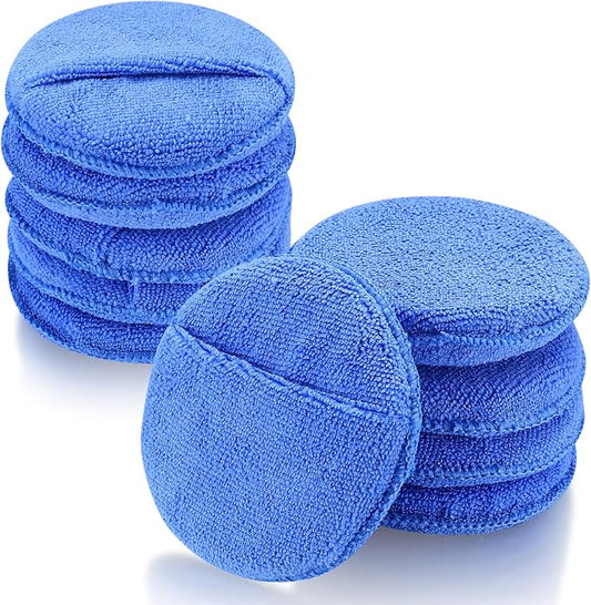 wugongshan 10 Pcs Microfiber Wax Applicator Pads, Ultra-Soft Microfiber Wax Foam Applicators Pads, Car Auto Care Buffing Detail Polishing Foam Pads Applicators for Car Cleaning Fine Polishing