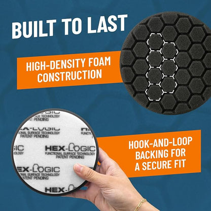 Chemical Guys Hex-Logic Finishing Pad Black (5.5 Inch) (3 Pack) – Foam Pads for Wax, Glaze & Sealant Application with Ultra Soft Touch