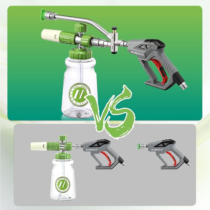 M MINGLE Foam Cannon for Pressure Washer with Dual-Connector Tool - Dual Lance Pressure Washer Wand for Adjustable Soap Cannon - M22 and 1/4" Quick Connect - 3600 PSI